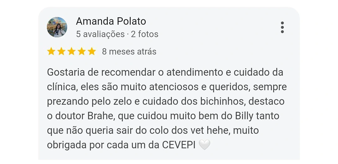 Avaliação 5 estrelas CEVEPI
